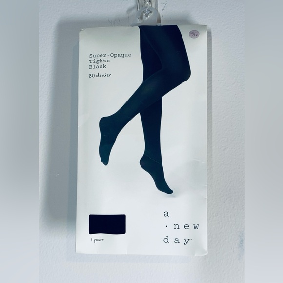 NEW size 1X / 2X Super-Opaque Black Tights A New Day - Picture 1 of 7